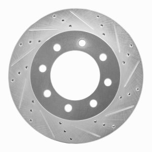 Dodge Ram 4000 Brake Rotor (1) - Front Right - R1 Concepts - Drilled & Slotted - Silver - `03-`08